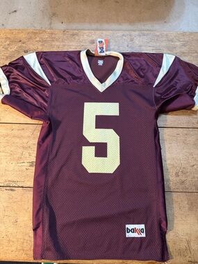 Obakki Men's Maroon Football Jersey with Cream Number 5